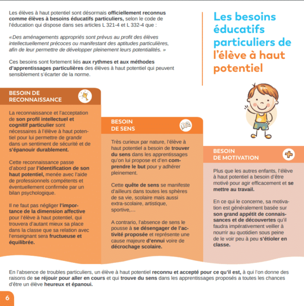 Les besoins éducatifs particuliers de l'élève à haut potentiel intellectuel